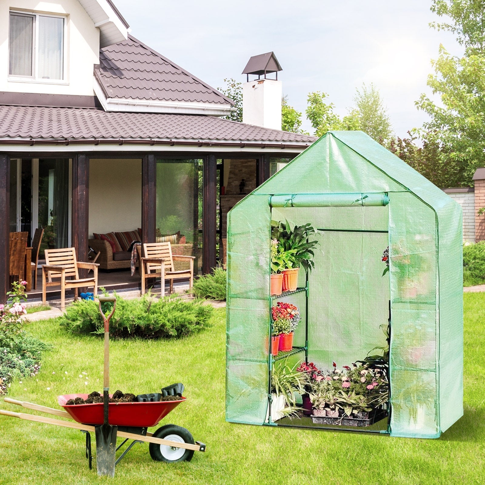Mini Portable 4 Tier 8 Shelves Walk-in Plant Greenhouse Doba